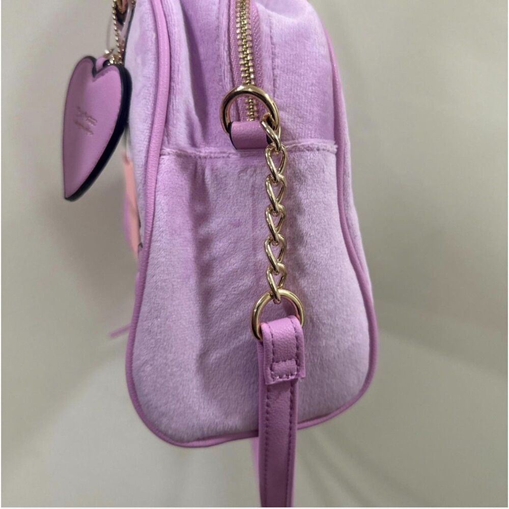 Juicy Couture Heritage Bowlers Lavender Purple Velvet Bag NWT Fondant Pink Y2K - Picture 5 of 8